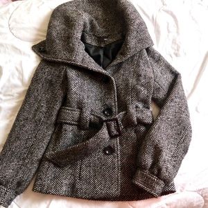 H&M Patterned Black and White Peacoat - size 2